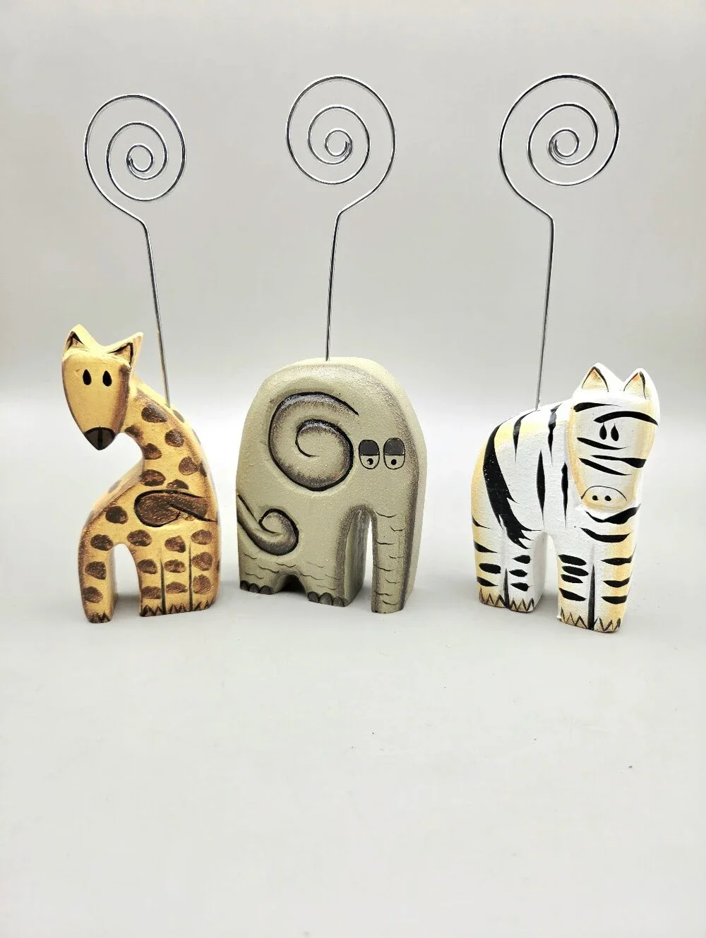 Pier 1 Animal Photo Holder Set of 3, Giraffe, Elephant & Zebra